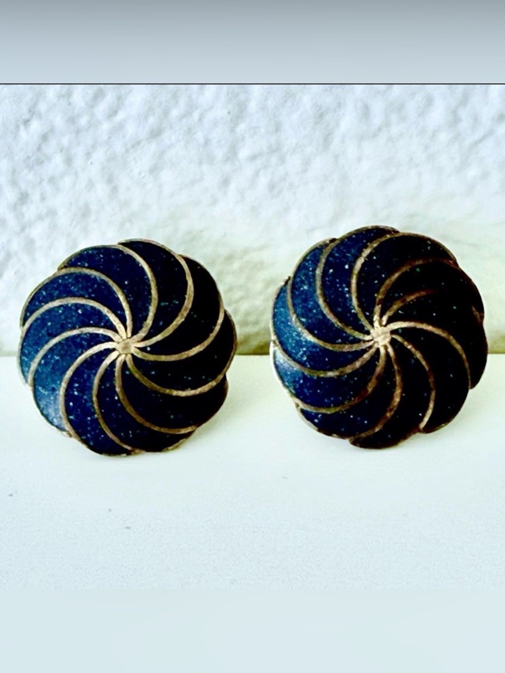 Vintage A Garcia Taxco Mexico Sterling Silver Lapis Lazuli Screw-Back Earrings